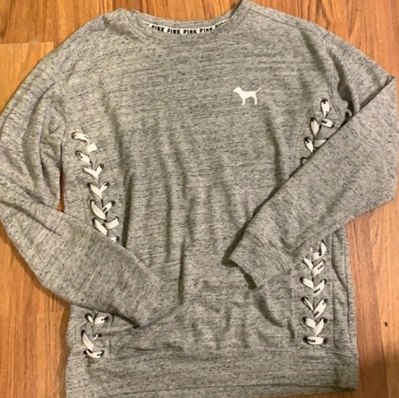 PINK Victoria's Secret Other - VS PINK Grey&White Lace Up Sweater and Shorts Set